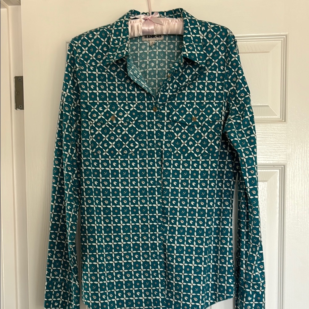 Kenneth Cole Women's Teal Button Down Shirt